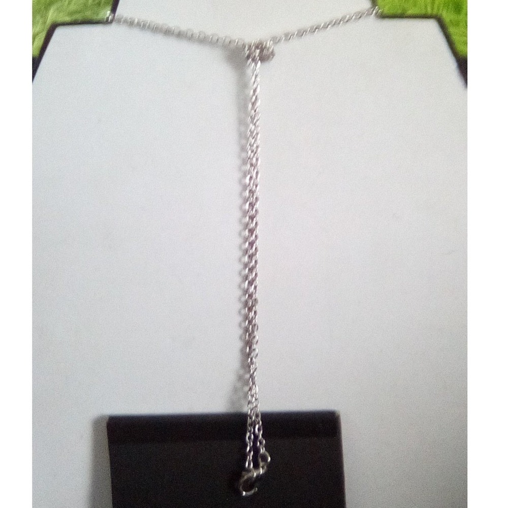 Silver Tone Filigree Heart Pendant Necklace with Blue and Clear Beads Boho 20in. - Picture 6 of 6